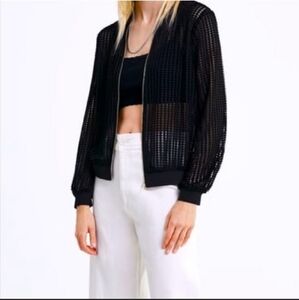 Zara Mesh Bomber Jacket - Black
